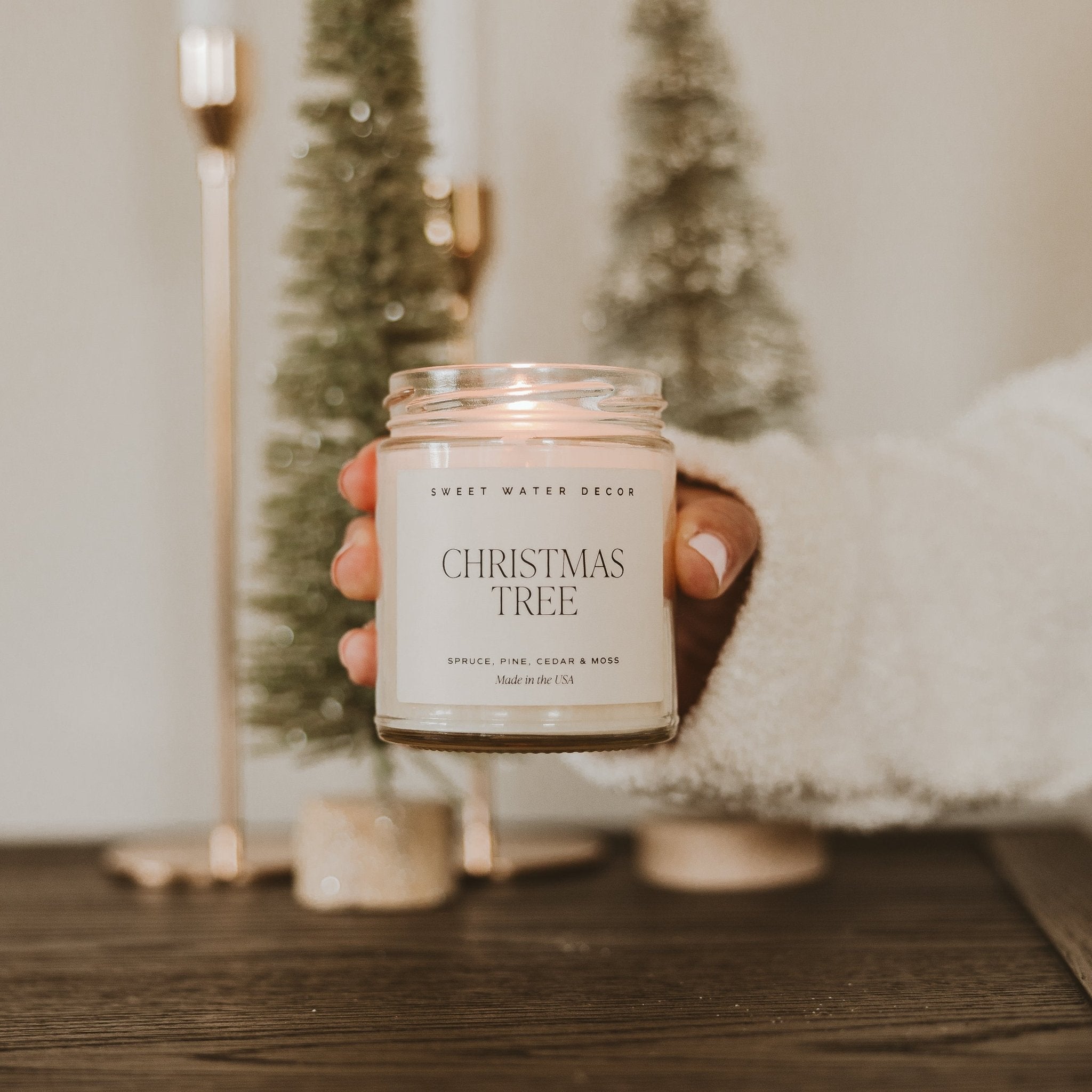 CHRISTMAS TREE SOY CANDLE - CLEAR JAR - 9 OZ
