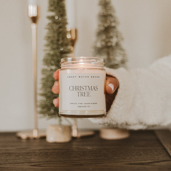 CHRISTMAS TREE SOY CANDLE - CLEAR JAR - 9 OZ