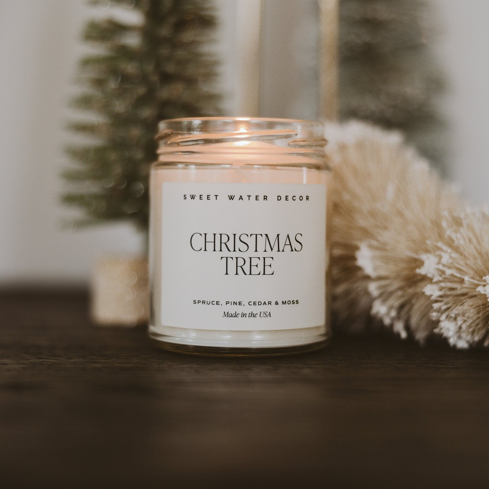 CHRISTMAS TREE SOY CANDLE - CLEAR JAR - 9 OZ