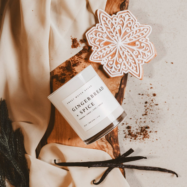 GINGERBREAD AND SPICE SOY CANDLE - WHITE JAR - 11 OZ