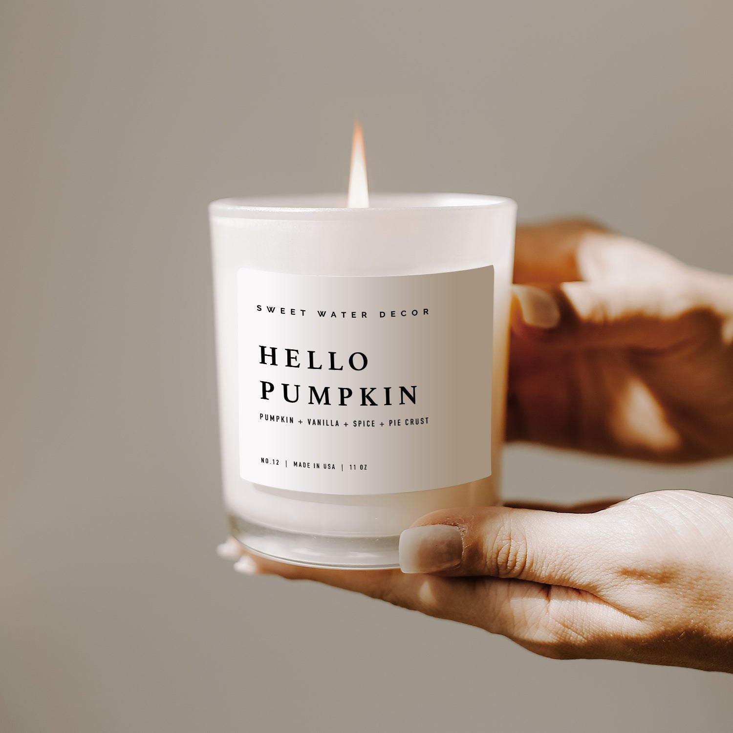 HELLO PUMPKIN SOY CANDLE - WHITE JAR - 11 OZ