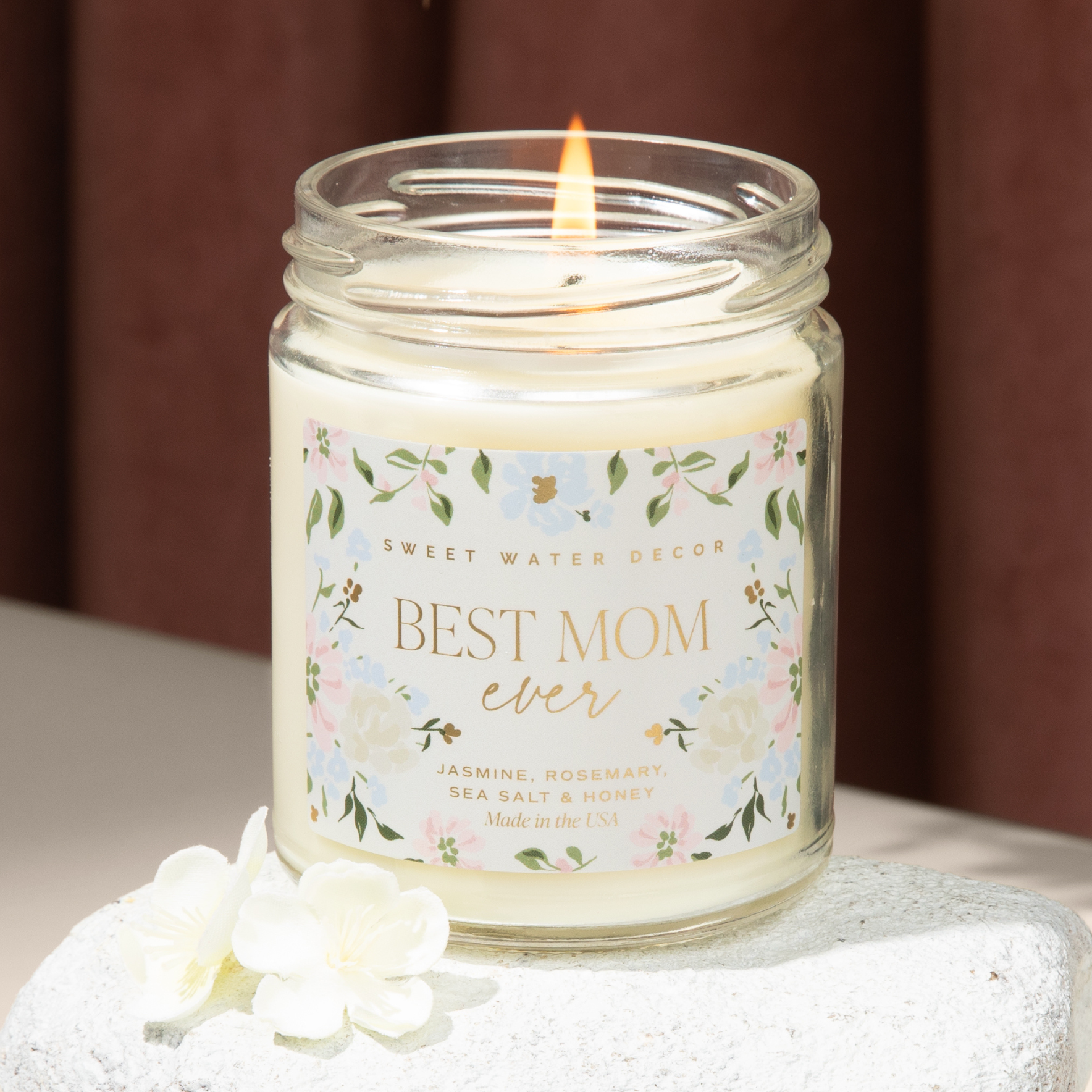 BEST MOM EVER 9 OZ SCREW TOP GLASS JAR CANDLE
