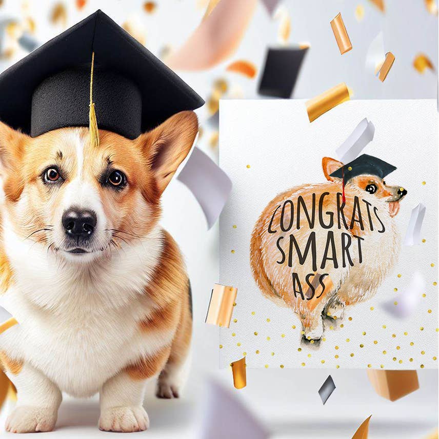 SMART ASS CORGI GRAD CARD
