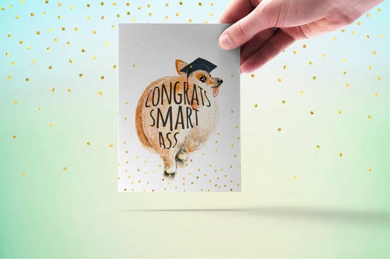 SMART ASS CORGI GRAD CARD