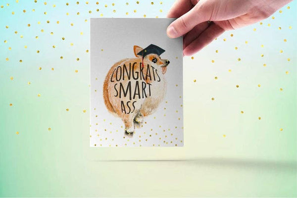 SMART ASS CORGI GRAD CARD