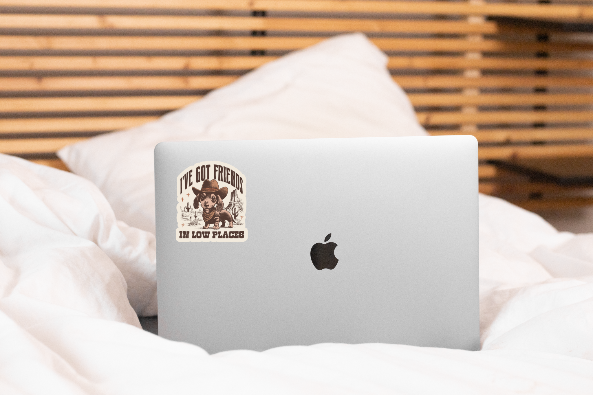 I'VE GOT FRIENDS IN LOW PLACES DACHSHUND STICKER