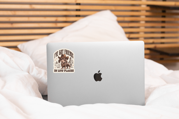 I'VE GOT FRIENDS IN LOW PLACES DACHSHUND STICKER