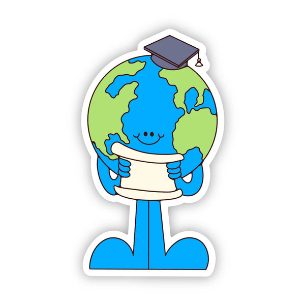 WORLD GRADUATE IN CAP DIPLOMA STICKER