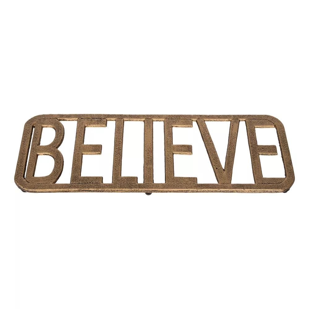 METAL GOLD TRIVET BELIEVE