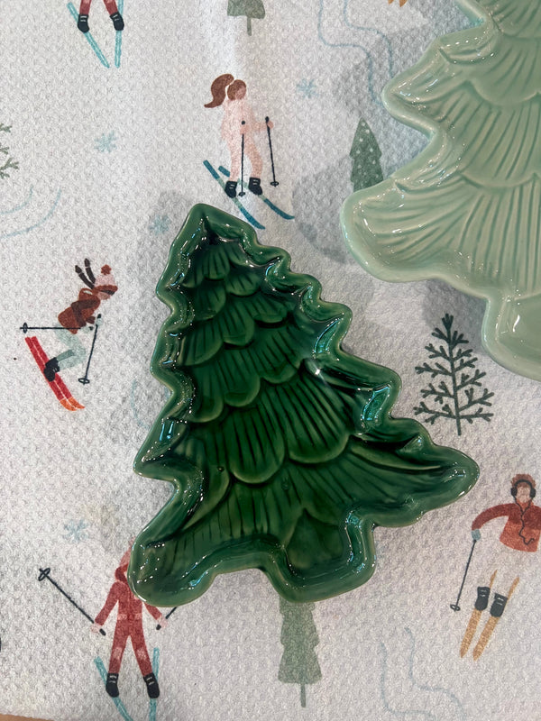 CERAMIC IRIDESCENT HOLIDAY TREE PLATE