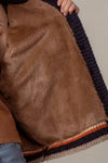 CHUNKY RIB-KNIT FAUX FUR LINED CARDIGAN
