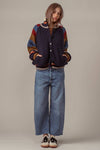 CHUNKY RIB-KNIT FAUX FUR LINED CARDIGAN