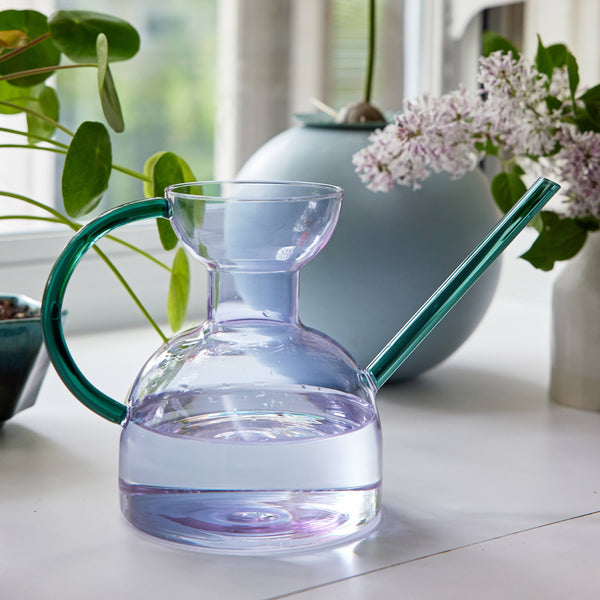 COLORED GLASS WATERING CAN