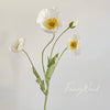 22'' SINGLE FLOCKED FLORAL POPPY SPRAY, COLORFUL SILK POPPIES: WHITE