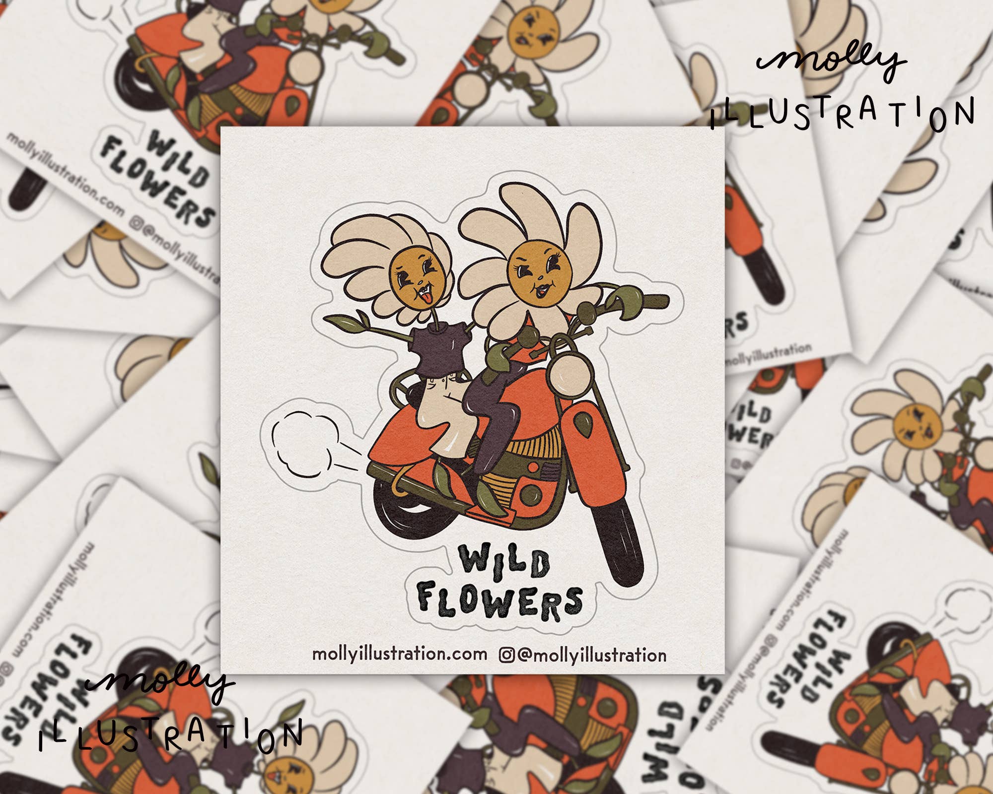 WILD FLOWERS WATERPROOF VINYL STICKER