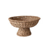 DECORATIVE BRAIDED BANKUAN & RATTAN FOOTED BOWL, NATURAL