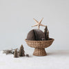 DECORATIVE BRAIDED BANKUAN & RATTAN FOOTED BOWL, NATURAL