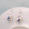 BLUE YELLOW CERAMIC TEACUP EARRINGS
