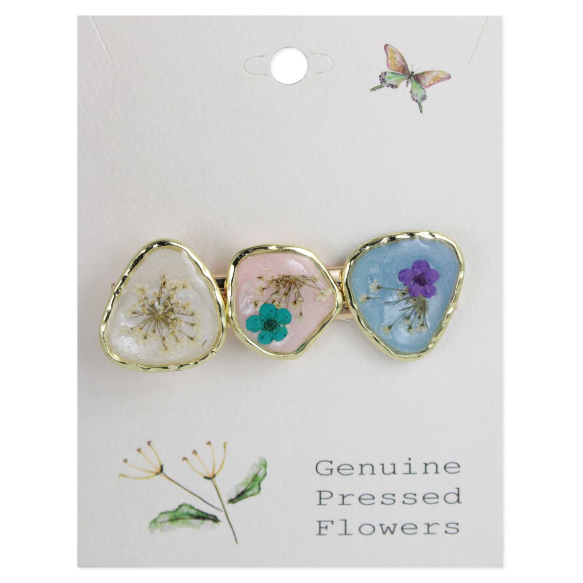 SOFT PASTEL 3 DRIED FLOWER BARRETTE