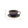 10 OZ. STONEWARE RIBBED MUG W/ SAUCER, REACTIVE GLAZE