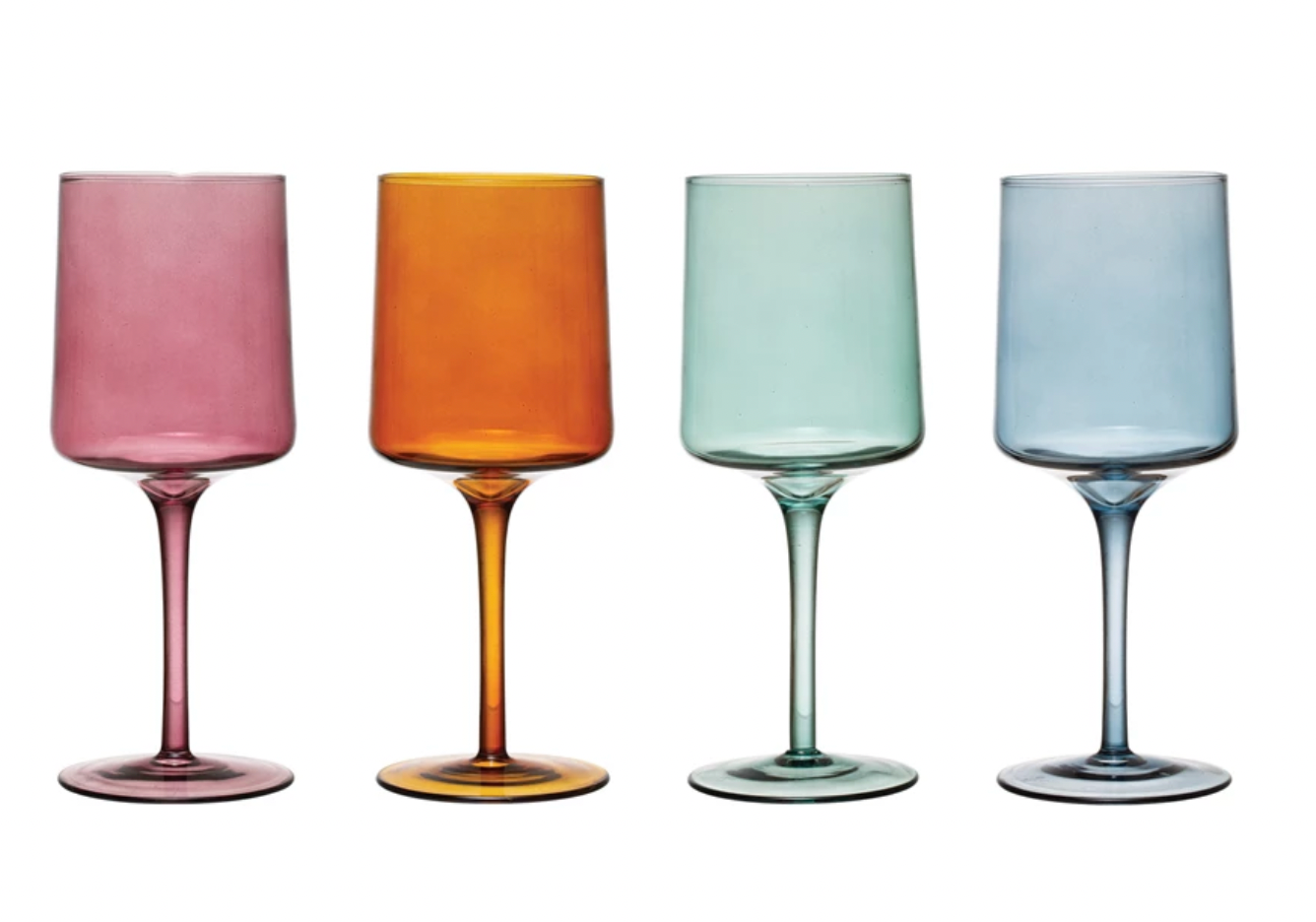 COLORED GLASS STEMMED WINE GLASS