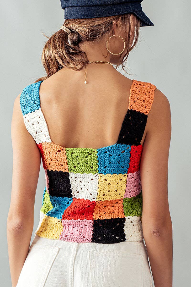 MULTI COLOR CROCHET PATTERN TANK TOP