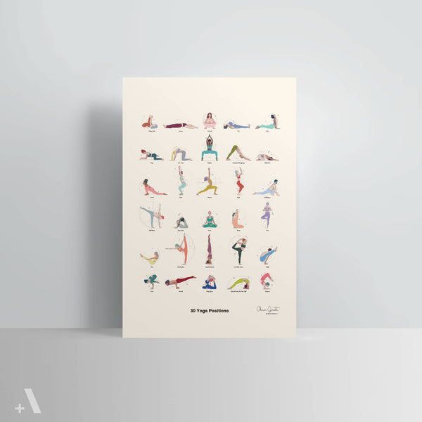 YOGA POSITIONS ART PRINT WITH MAGNETIC FRAME