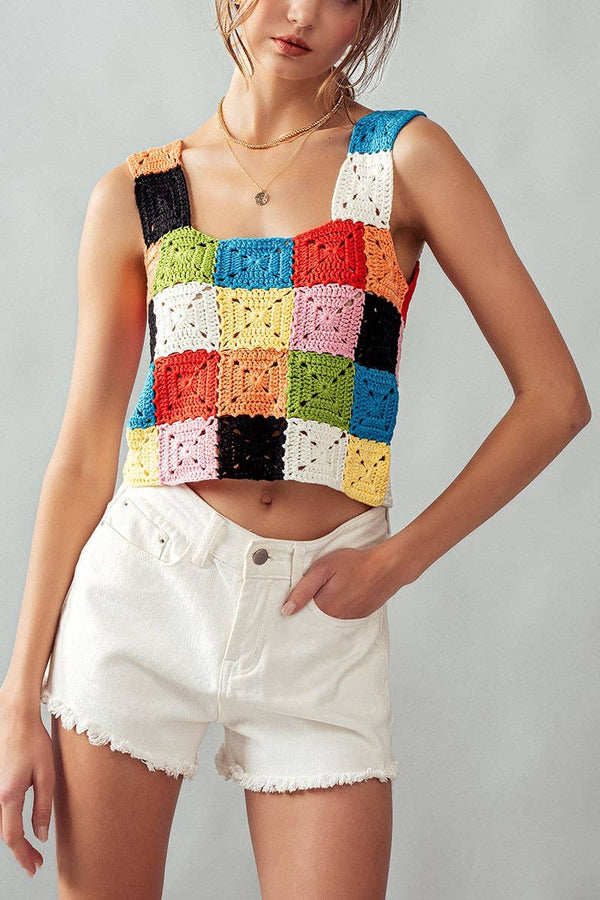 MULTI COLOR CROCHET PATTERN TANK TOP