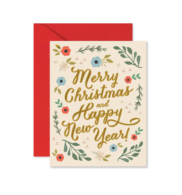 MERRY CHRISTMAS FLORAL GREETING CARD