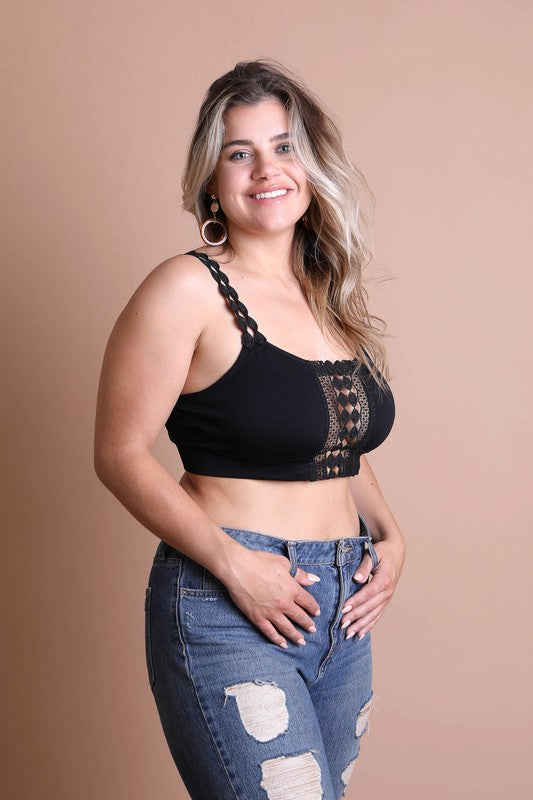 BOHO EYE LACE APPLIQUE BRALETTE PLUS SIZE