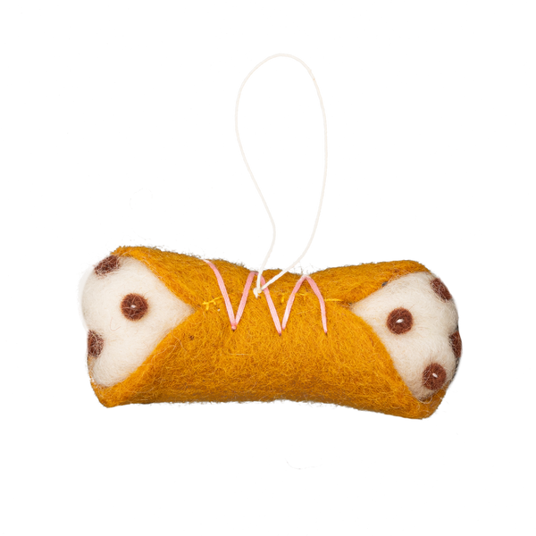 HANDMADE FELT CANNOLI ORNAMENT