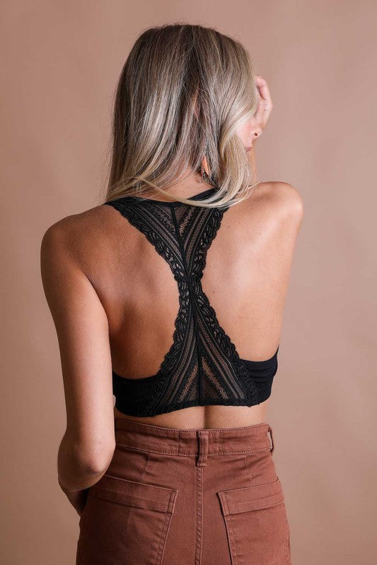 SEAMLESS FRONT LACE RACERBACK BRALETTE