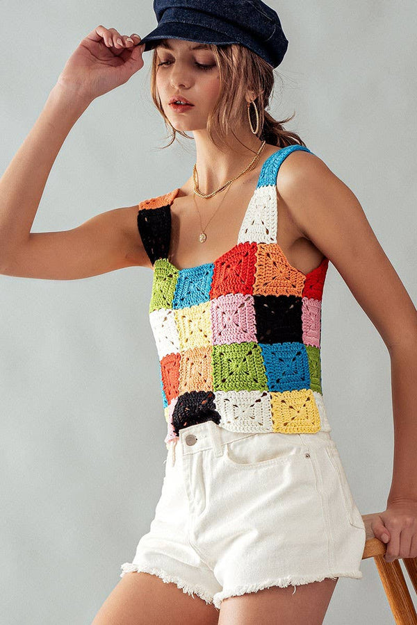 MULTI COLOR CROCHET PATTERN TANK TOP