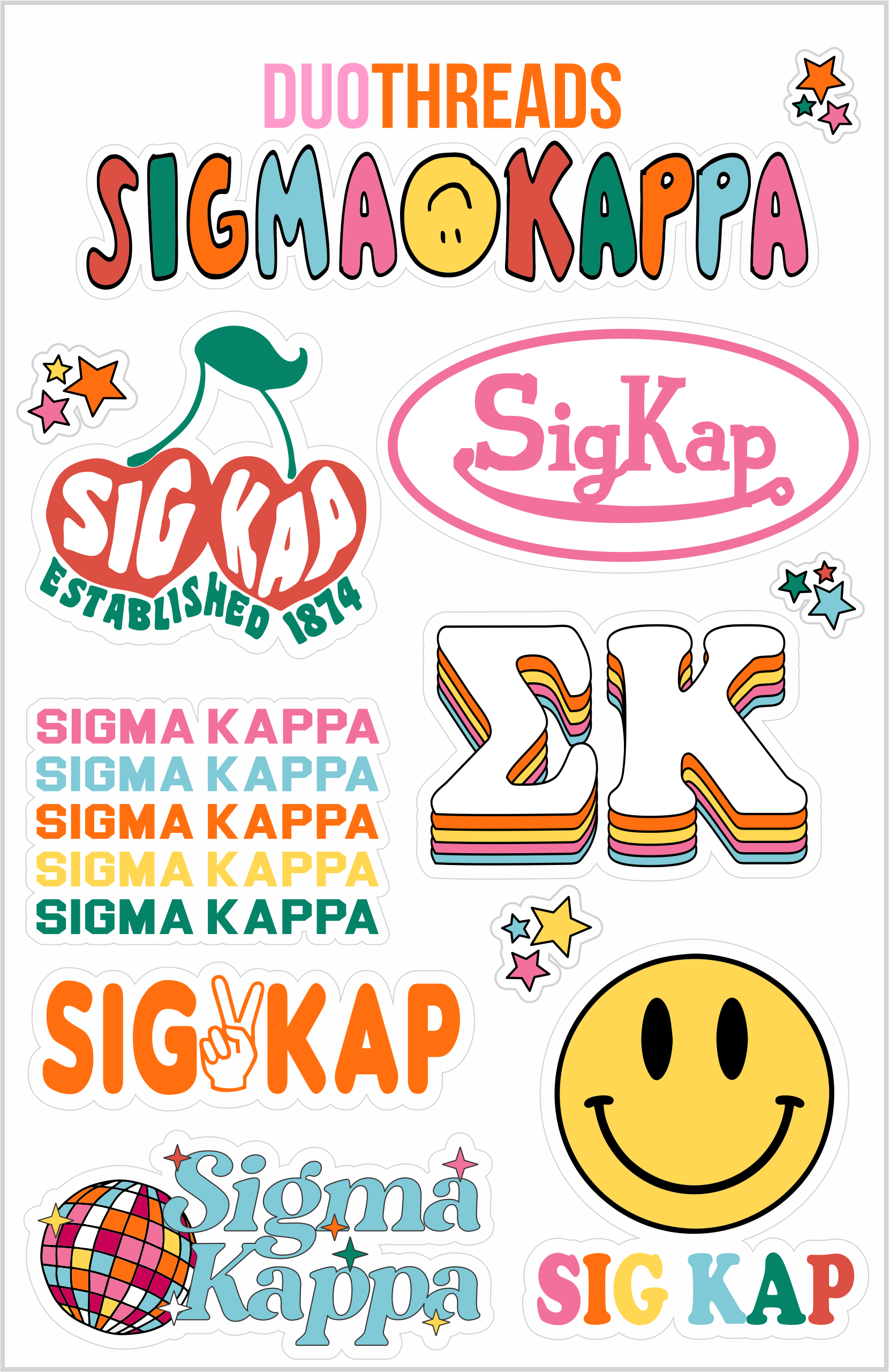 SORORITY RAINBOW STICKER SHEET