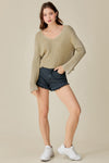 KNITTED WASHED CROP SWEATER