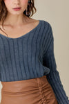 KNITTED WASHED CROP SWEATER