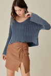 KNITTED WASHED CROP SWEATER