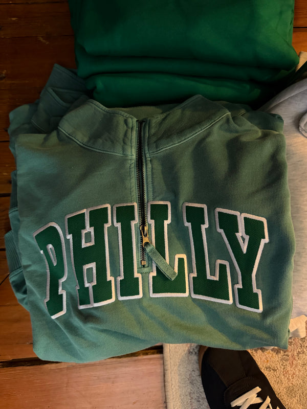 Green on Green Philly 1/4 Zip Pullover