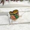 GREEN & COPPER VINE LEAF BRASS PATINA RING