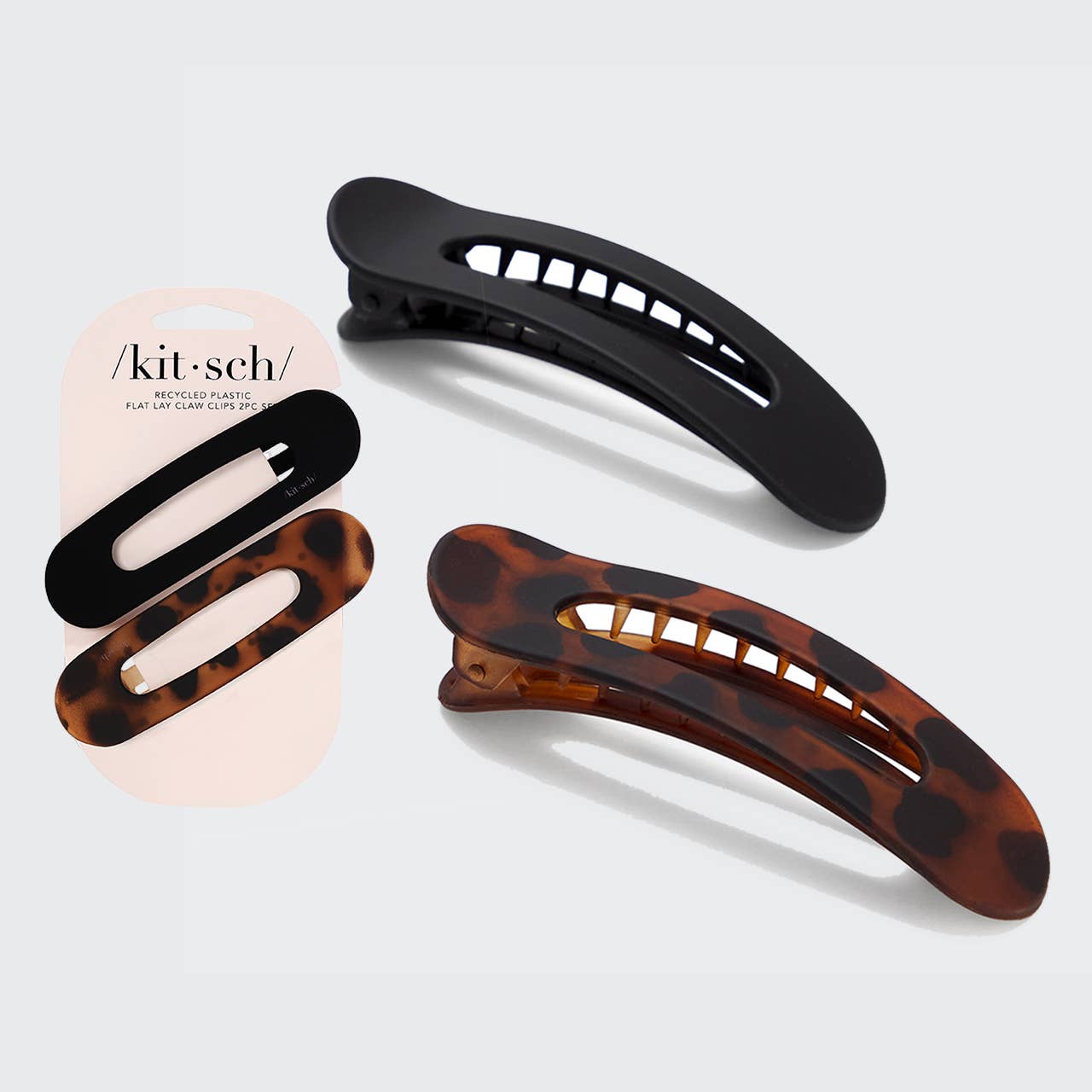 FLAT LAY CLAW CLIP 2PC FLAT - BLACK & TORT