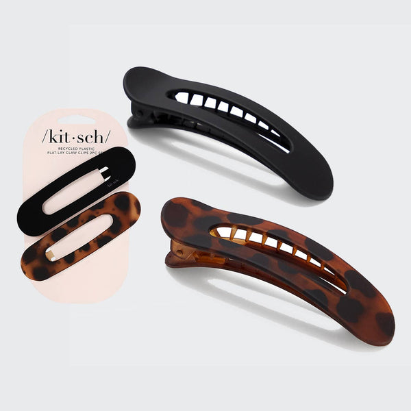 FLAT LAY CLAW CLIP 2PC FLAT - BLACK & TORT