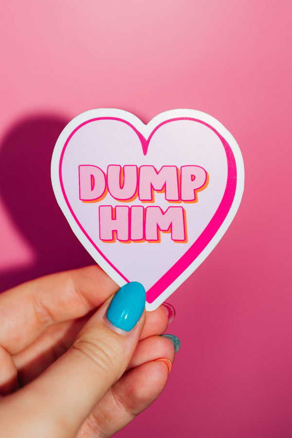 DUMP HIM PINK HEART STICKER