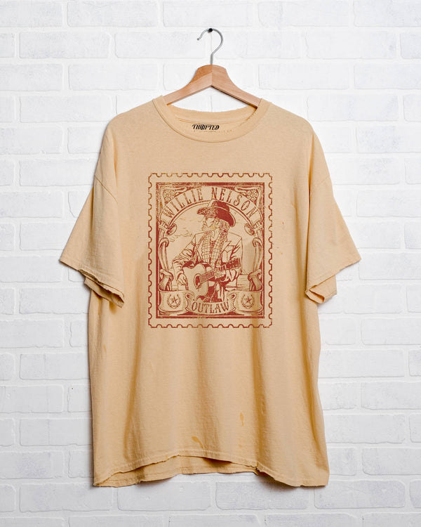 WILLIE NELSON STAMP OLD GOLD THRIFTED LICENSED GRAPHIC TEE