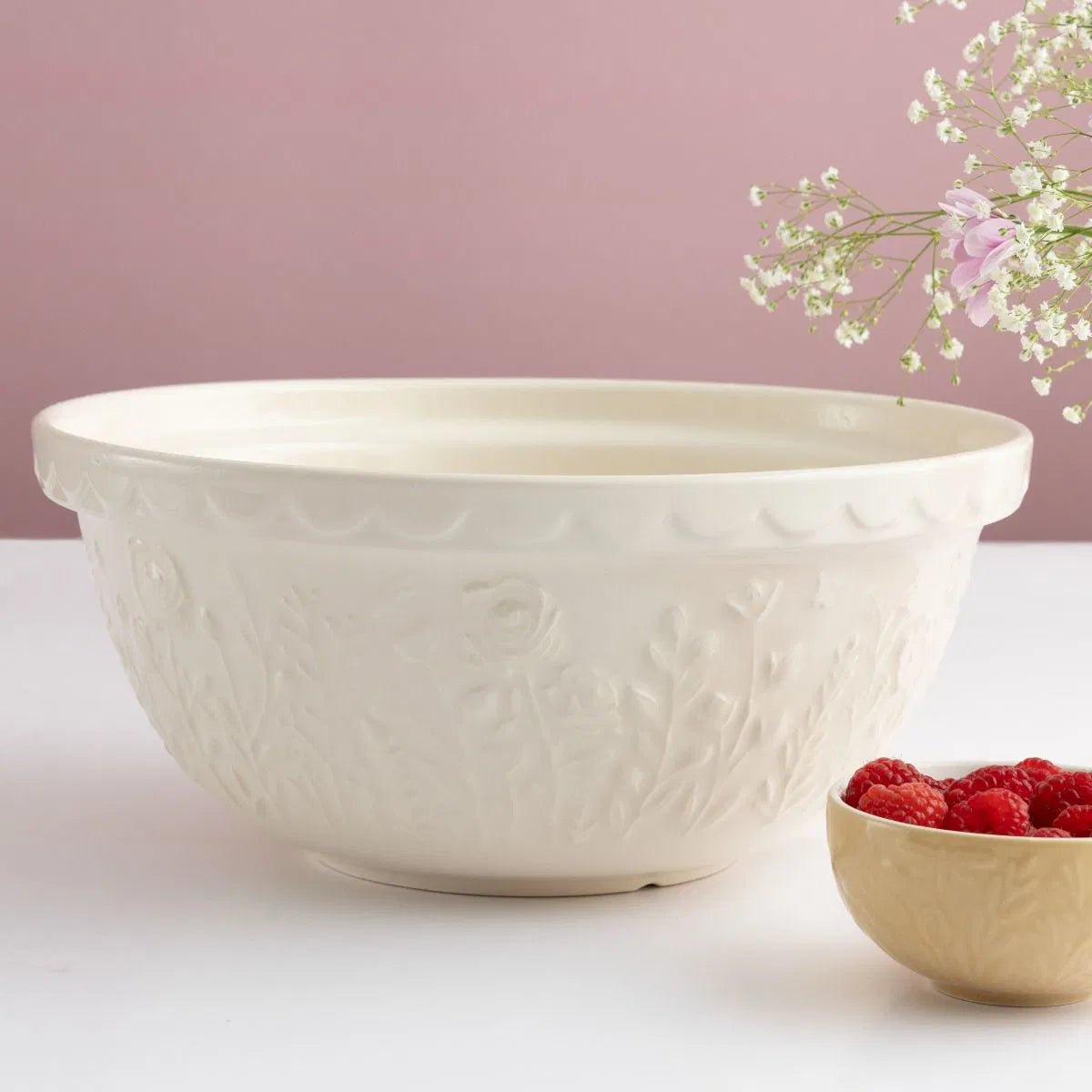 SIZE 12 ROSE COLLECTION MIXING BOWL, CREAM 11.75