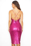 SEQUIN COWL FRONT BODYCON DRESS