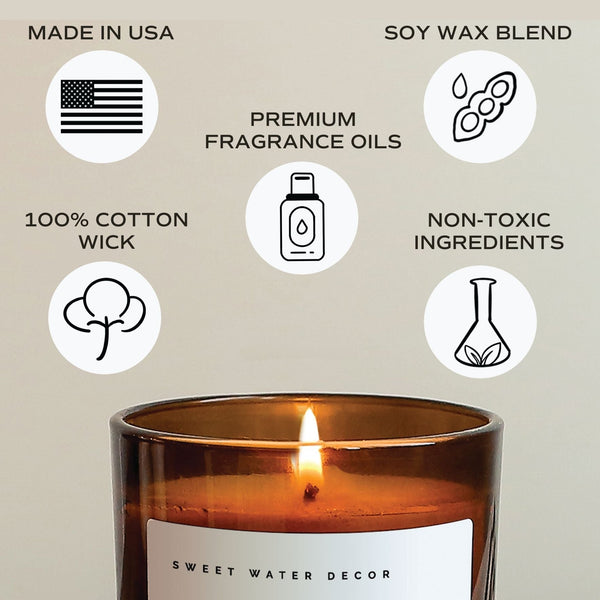 CASHMERE AND VANILLA SOY CANDLE  - AMBER JAR - 11 OZ