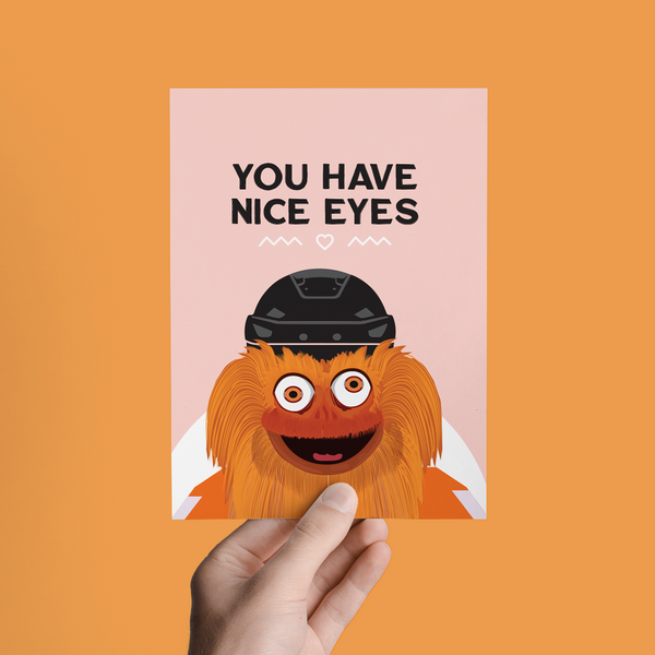 YOU HAVE NICE EYES, PHILLY GRITTY FLYERS LOVE GREETING CARD