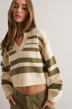 NANCY V-NECK STRAP SWEATER TOP