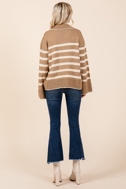 STRIPE PATTERN KNIT SWEATER