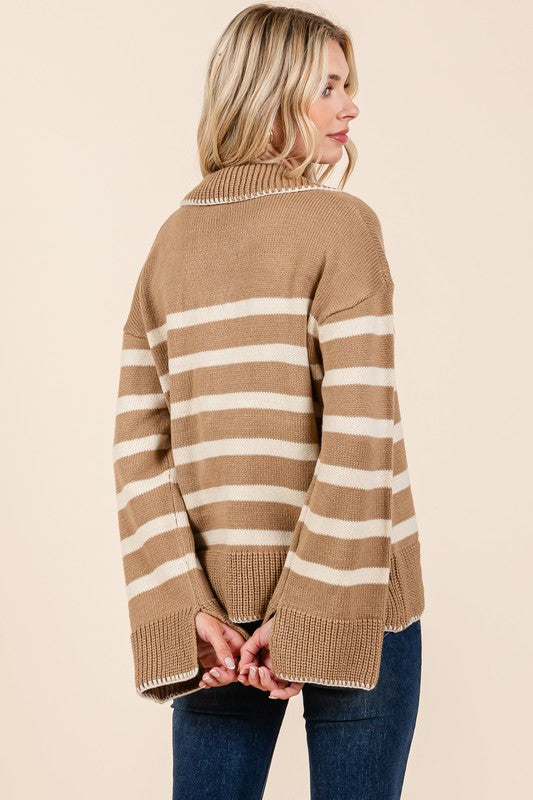 STRIPE PATTERN KNIT SWEATER